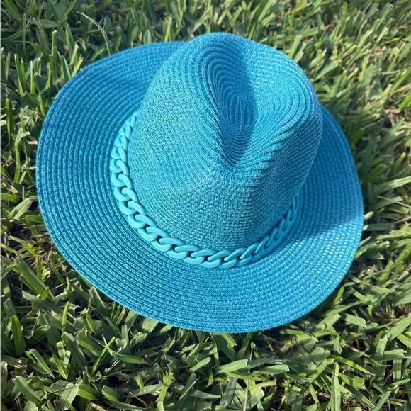 Accessories - Blue Fedora with Chain Trim Detailing - NWT - Adjustable